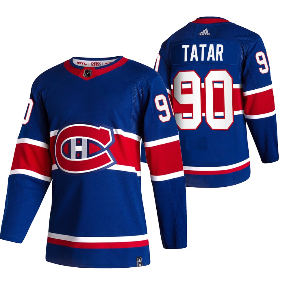 2021 Adidias Montreal Canadiens #90 Tomas Tatar Blue Men  Reverse Retro Alternate NHL Jersey->montreal canadiens->NHL Jersey